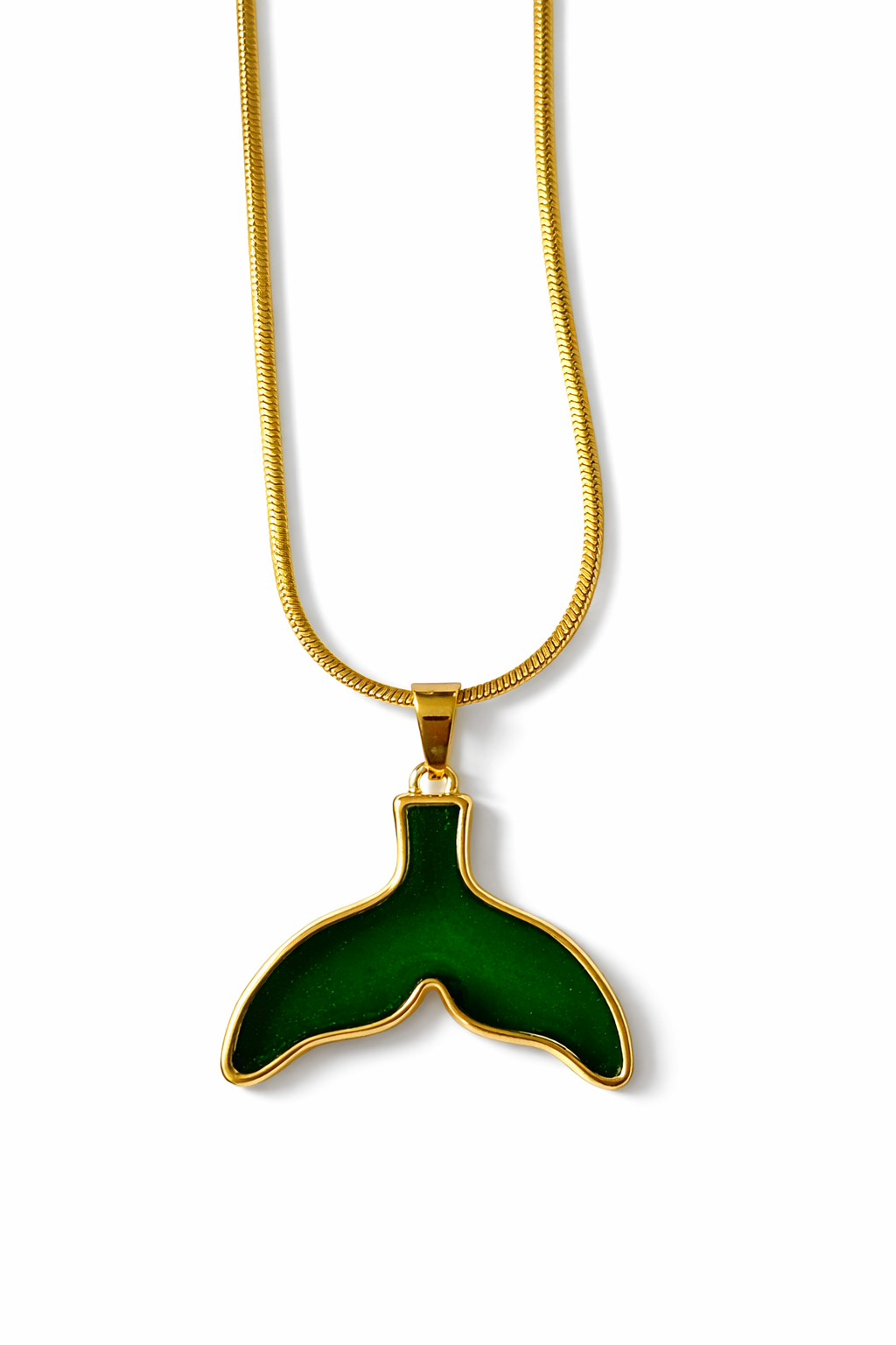 שרשרת סנפיר לבן/ירוק